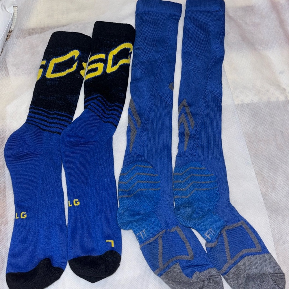 Nike Under Armour Steph Curry Athletic Socks Golden State Warriors Blue Black
